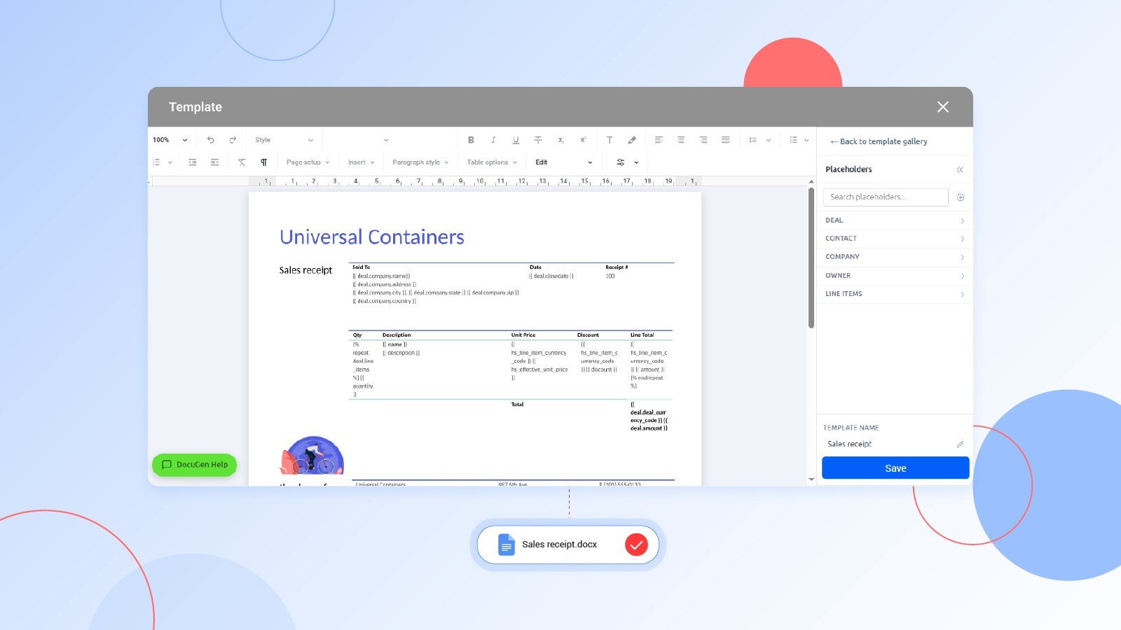 DocuGen Template editor